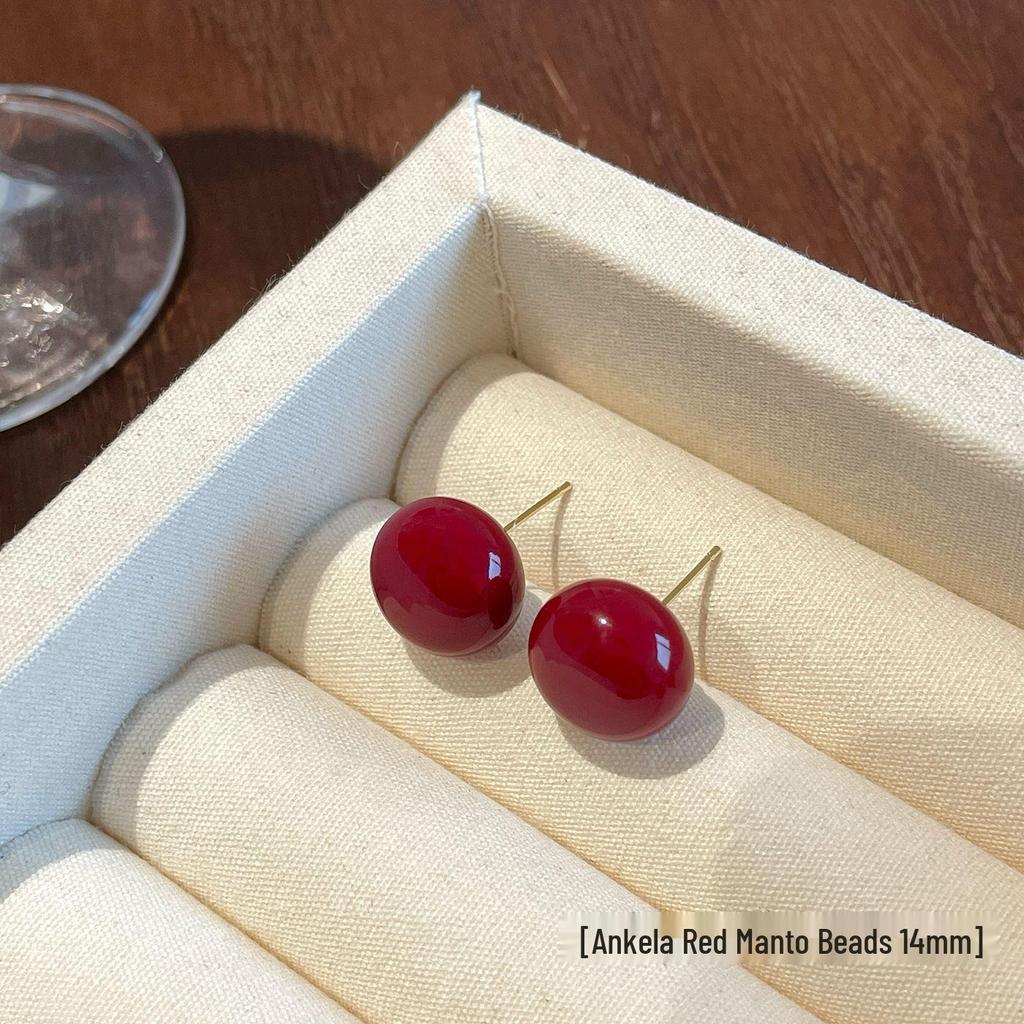 Ankela Rote Perlenstecker - Silberne Nadel, Vielseitiger Stil für Damen, Perfekt für die Neujahrskollektion