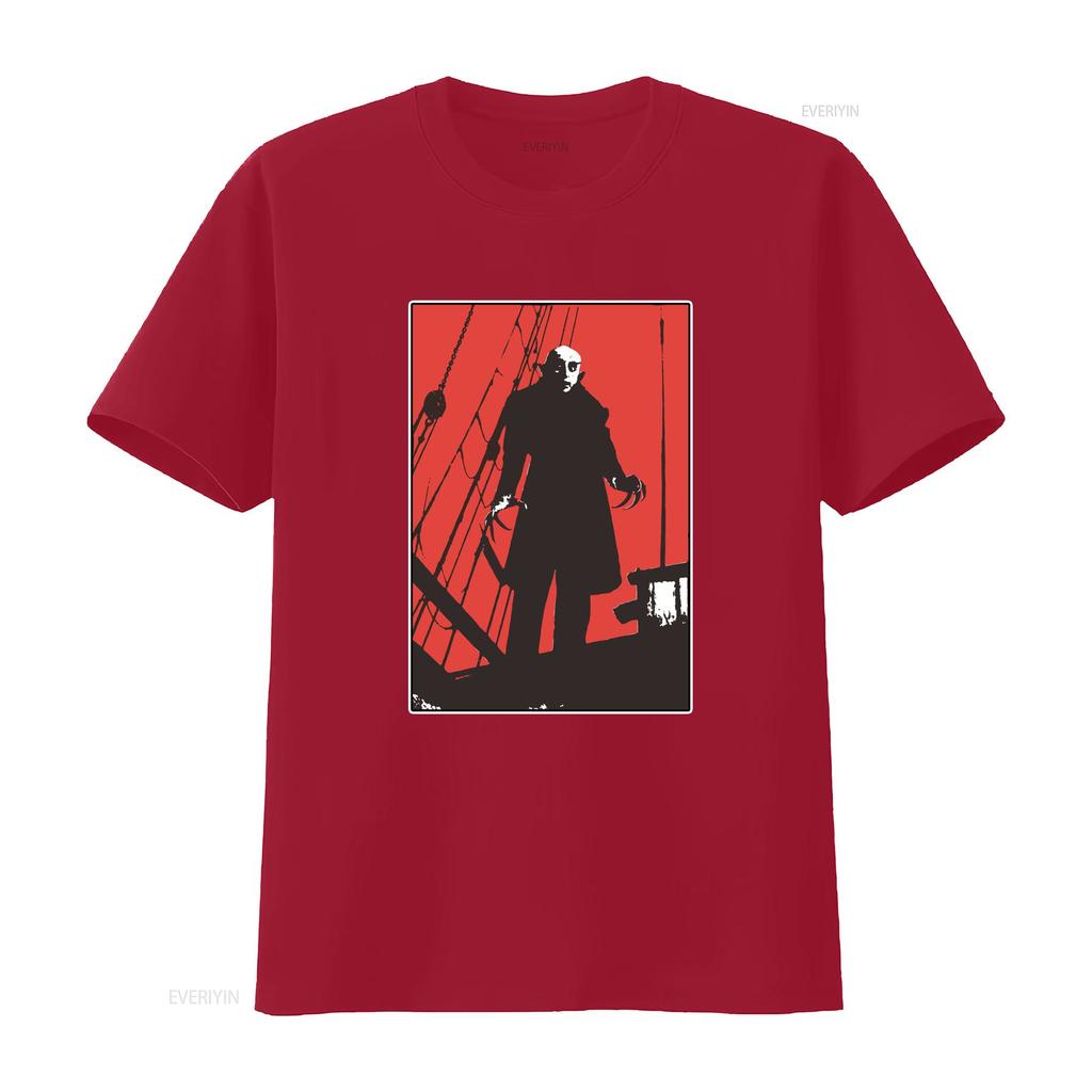 Nosferatu Red Classic Horror Film T Shirt Dracula Vintage Gothic Movie Poster Jersey Vintage Washed Fashion Versatile Casual