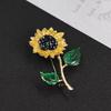 Van Gogh Sunflower Brooch Retro Temperament Painted Enamel Pin Simple Brooch Dress Jacket with Accessories Women