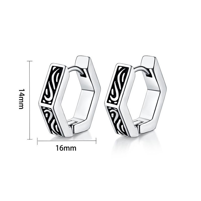 1 Pair Gothic Viking Rune Stud Earrings For Women/Men Stainless Steel Cubic Zirconia Rock Punk Piercing Jewelry