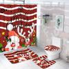 Snowman Santa Claus Shower Curtain Set Bathroom Set Non-Slip Mat Carpet Waterproof Toilet Seat Cushion Bath Mat Christmas Decor