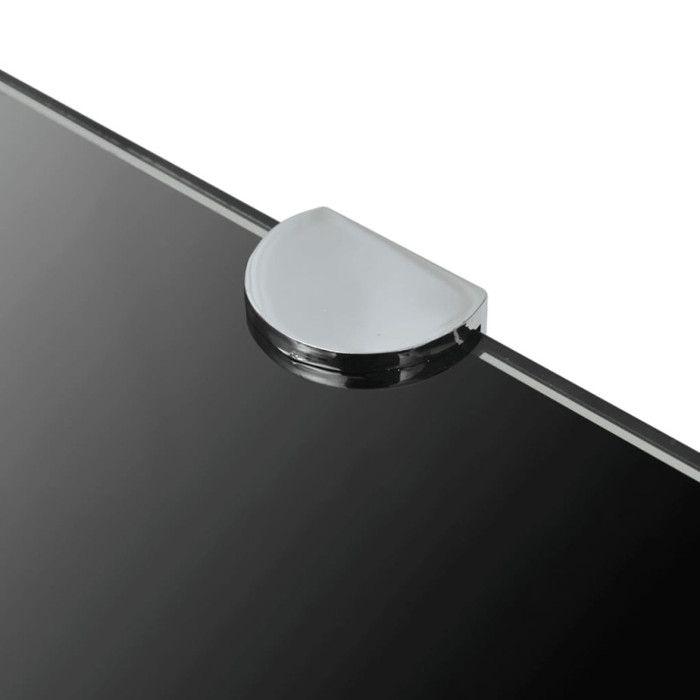 Corner Shelf - vidaXL - Black Glass - 45 X 45 Cm - 8 Mm Thickness - Accessories Included