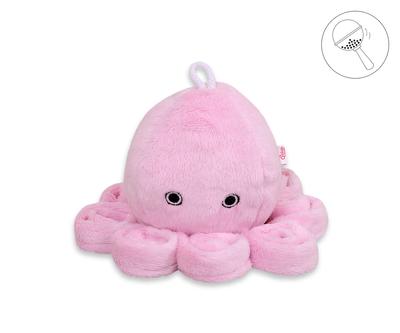 Octopus knuffel voor kinderen met rammelaar - roze