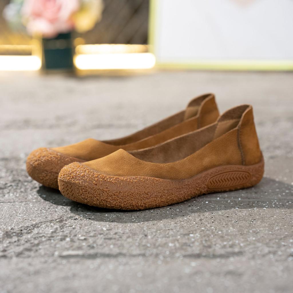 Spring and summer new first-layer cowhide retro bag head casual and comfortable soft-soled soft-faced women's shoes