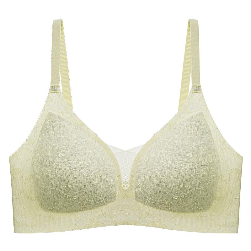 Kleine Brust Unterstützung Weich und Stützend Sexy Tiefer V Nahtlose Dessous Französische Spitze BH für Frauen