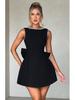 European & American Summer Women's Pearl Bow A-line Backless Dress