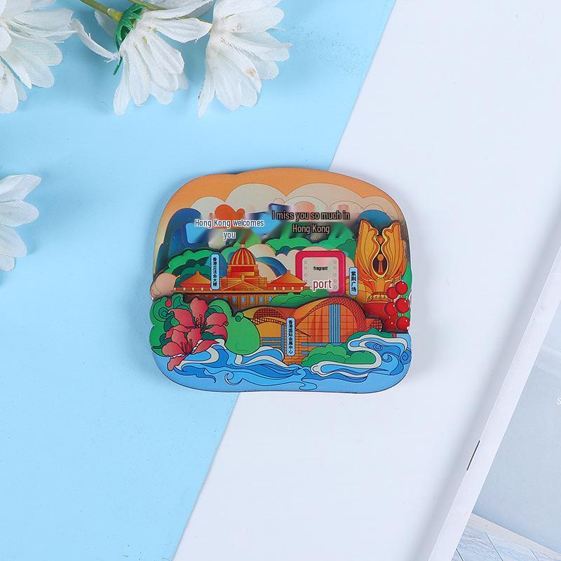 National City Scenic Cartoon Holz-Epoxid-Kühlschrankmagnet