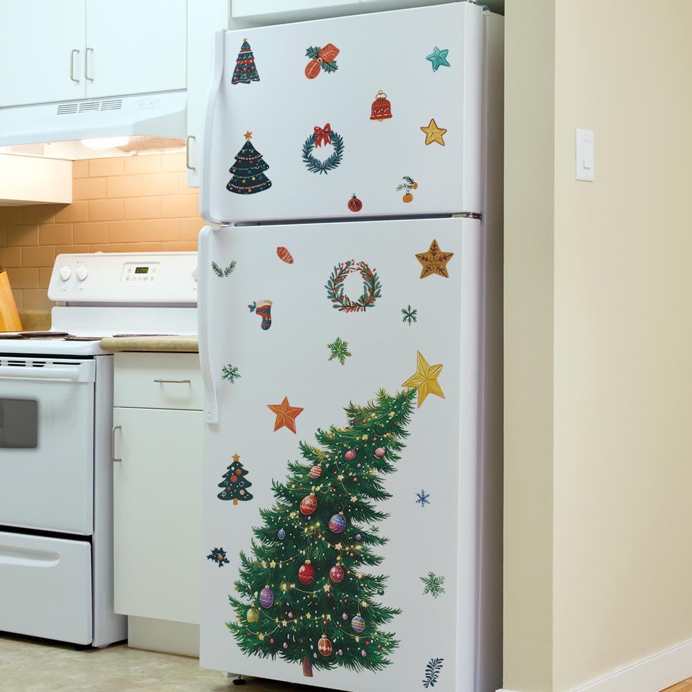 Christmas Tree Star Garland Kitchen Refrigerator Sticker Home Beautification Decorative Wall Sticker