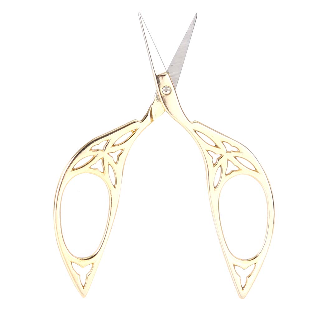 Vintage Creative Leaf Design Scissors Stainless Steel Household Needlework Scissors (Gold)
