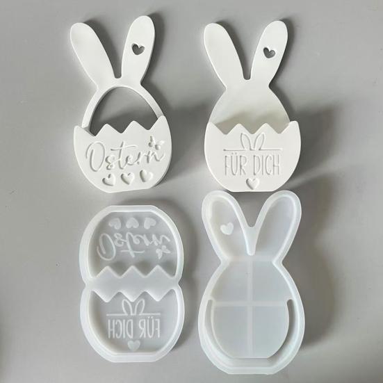 Silicone Easter Bunny Mold Flexible Flower Basket Casting Mold for Epoxy Plaster Wax DIY 3D Easter Decorations And Crafts Gift