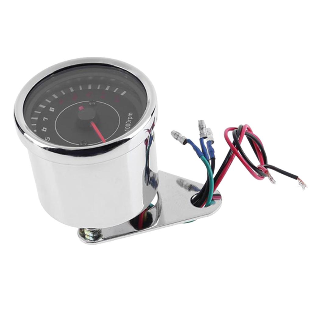 Universal Motorcycle Tachometer Gauge LED Backlight 0 to 13000RPM Metal 12V for Motorcycle Headlight