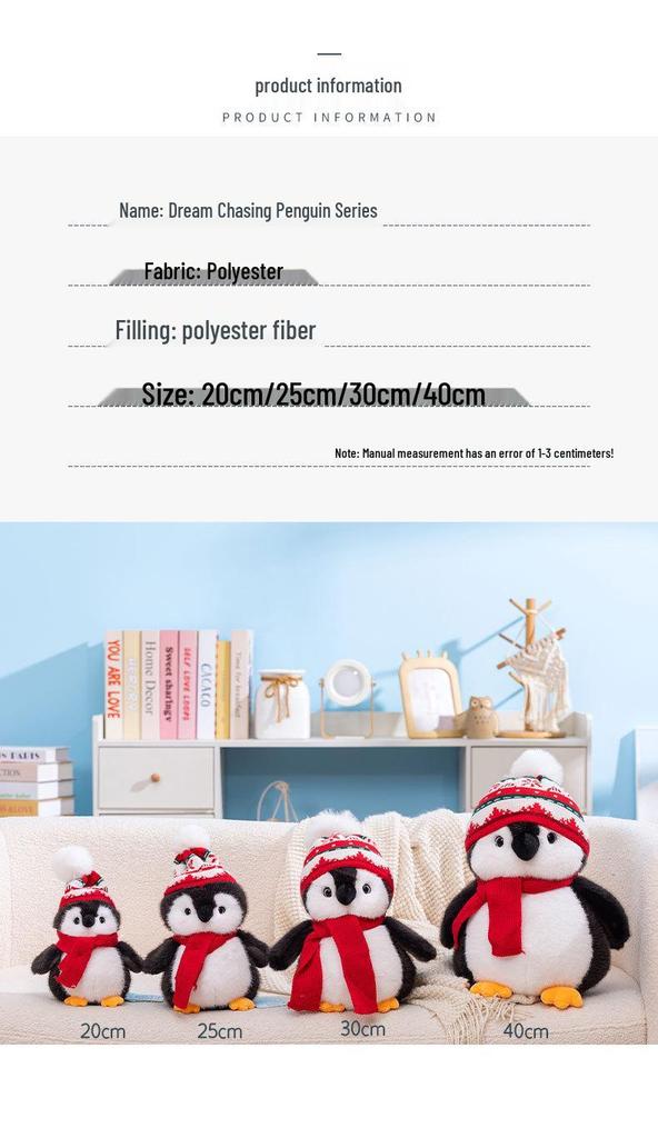 Penguin Plush Toy - Cute Winter Scarf Doll Gift for Kids