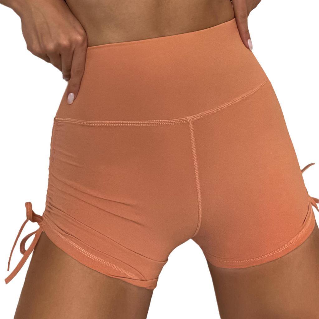 Women's High Waist Yoga Shorts with Drawstring - European & American Style, Nude Feel Fitness Clothing