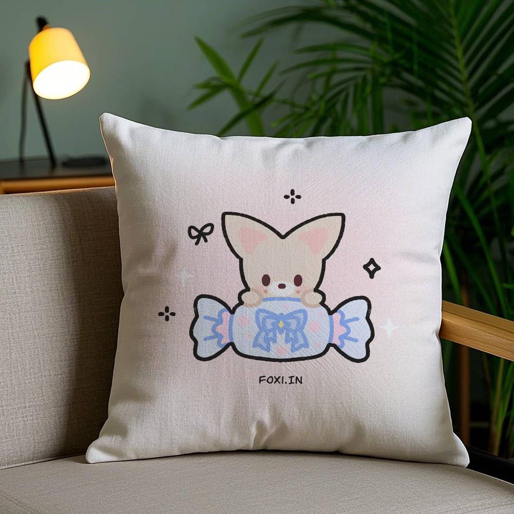 

Cute Candy Dressed Up As An Animals Pillow Case Anti-dustmite Pillowcase Invisible zipper silky short plush Sofa cushion cover 12x12Inch