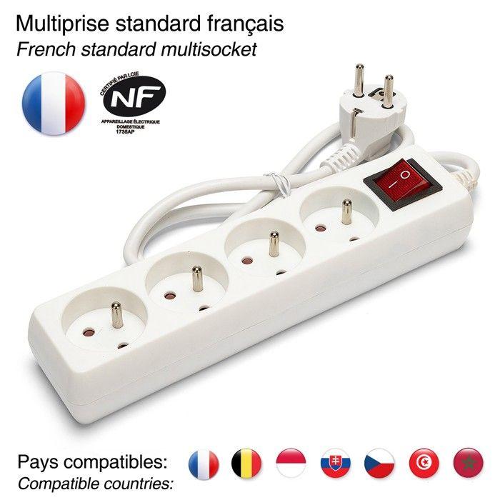 Power Strip - 4x16A Power Strip with Switch, 1m, CE &; NF
