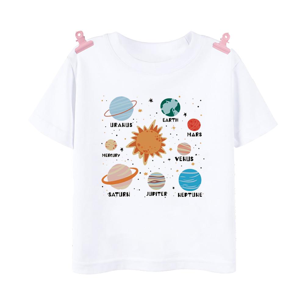 Planet Print Children's Shirt Planet Lover Preschool and Youth Shirt Space Lover Children's T-shirt Scientific Clothing Children's School Shirt