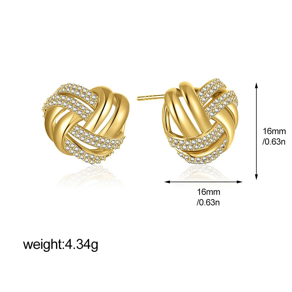 

Sparkling Zircon Gold Color Knot Stud Earrings for Women Elegant Gold Plated Statement Jewelry Party Gift Fashion Accessory золотий