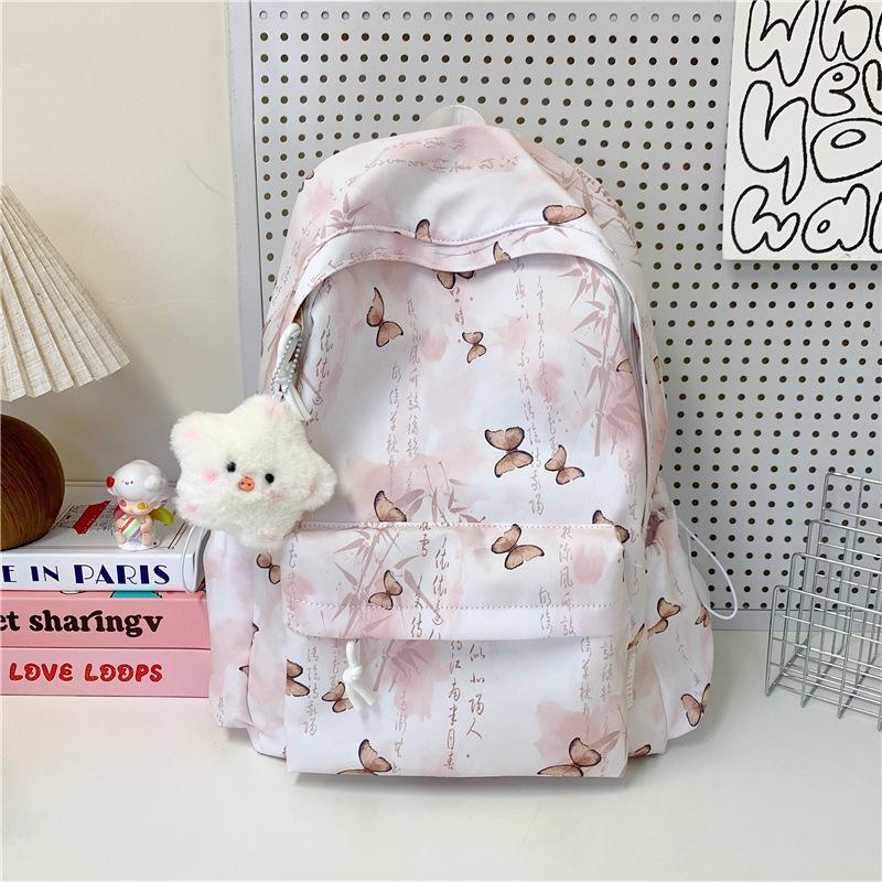 Schoolbag Chinese style printed women's backpack fashion printed leisure student schoolbag daily commute versatile small backpack