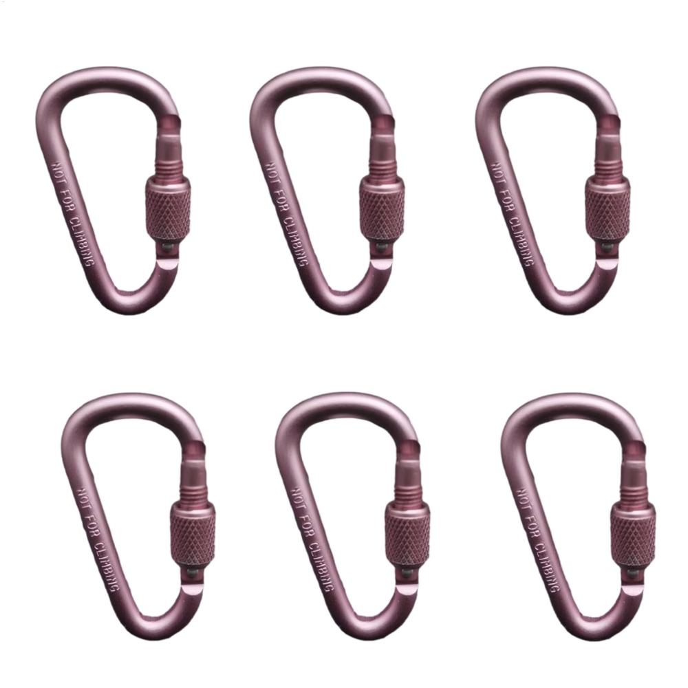 6pcs/set Aluminum Alloy Carabiner D Ring Tent Rope Tensioner Tent Wind Rope Buckles Backpack Buckle Hook For Camping Accessory