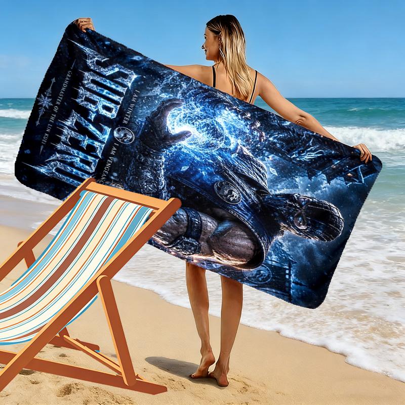 Mortal Kombat Print Beach Towel, Large Soft Quick Dry Towel for Beach Camping Swimming