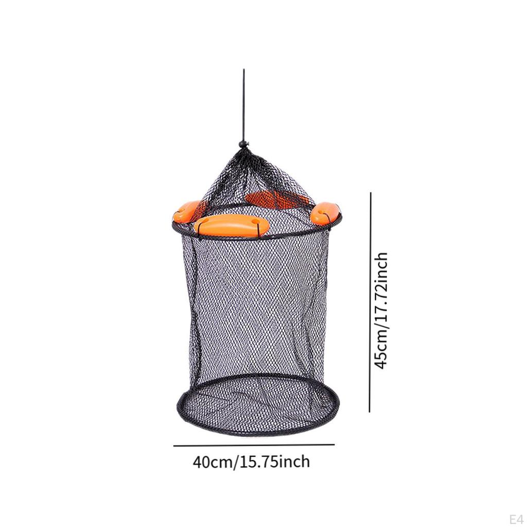Float Fish Basket Coated Mesh Net Fishing Bucket Well Cage for live caught