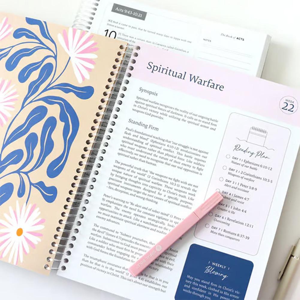 New The Bible In A Year: A 52-Week Study Through Gods Word - Spiral Bible Study Guide 52-Week Womens Bible Study Plan Notebook