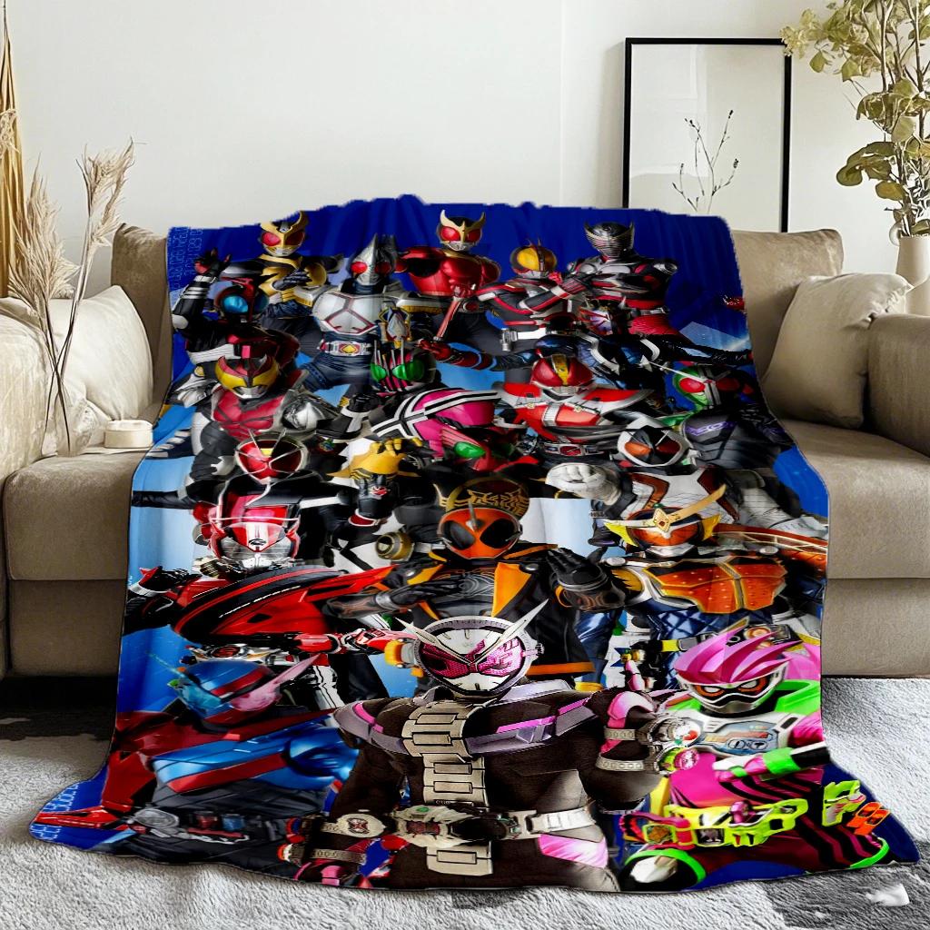 Anime Kamen Rider Printed Throw Blanket for Camping Bed Sofa Office Air Conditioning Soft Leisure 40x50in