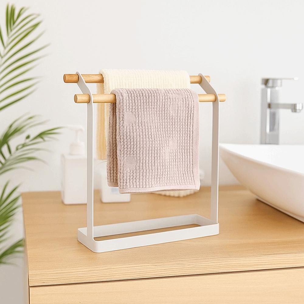 Double Bar Vertical Towel Holder Stable Washcloth Dishcloth Hanger Towel Drying Rack  for Home