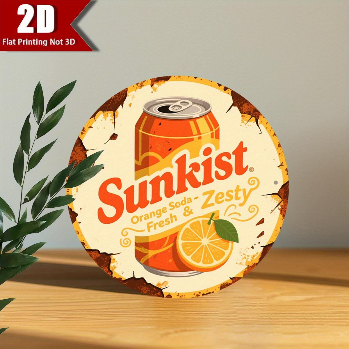 pc D Flat Sunkist Orange Soda Vintage Sign  Vintage Wall Art  Vibrant D Flat Printed Kitchen Decor Bar and for Man Cave 20x20cm(8x8inch)