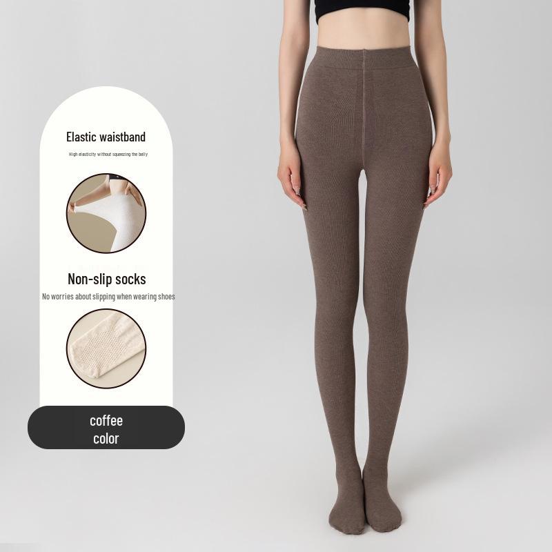 Damen Shaping Leggings für große Frauen - Herbst/Winter, Unifarben, Warme Baumwolle, Strumpfhose mit Fuß