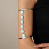 Stone Beaded Oval Open Bracelet Arm Ring Cold Wind Personality Niche Jewelry