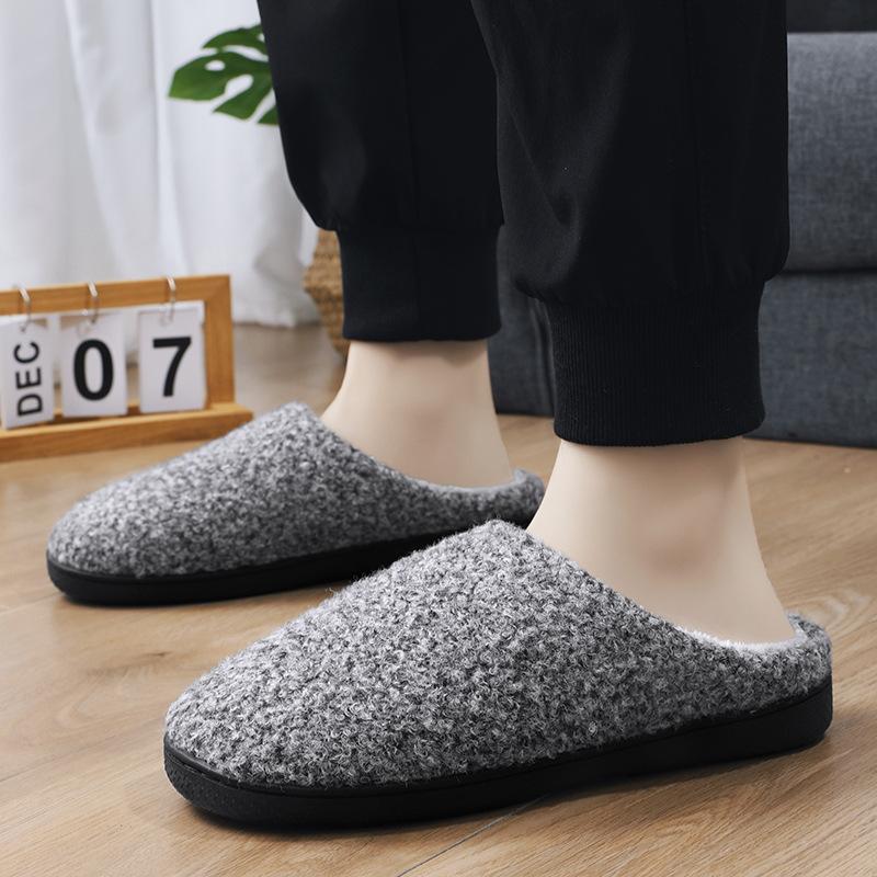 Autumn and winter cotton slippers men's indoor cotton mop winter warm non-slip bag head velvet slippers