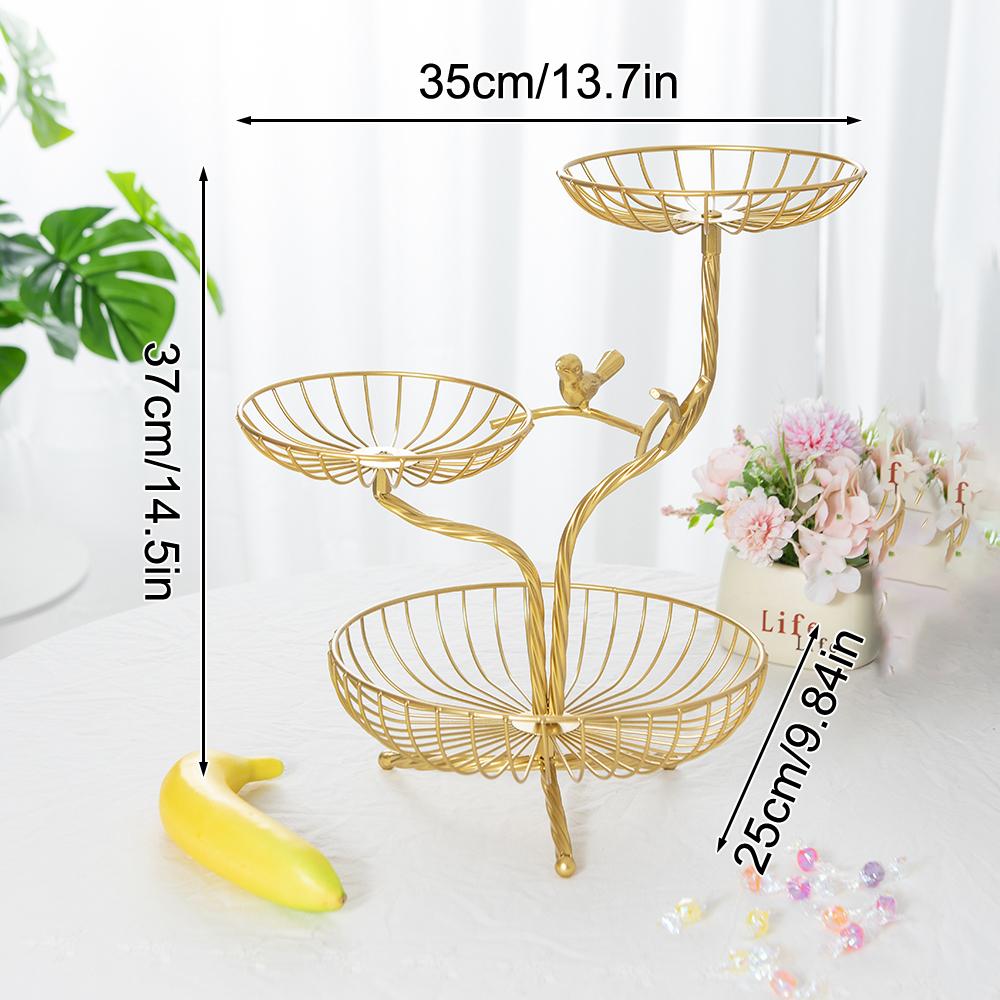 3-Tier Fruit Basket Holder Decorative Fruit Bowl Rack Metal Stand Table Countertop Holder For Vegetables Bread Snack Orangizer