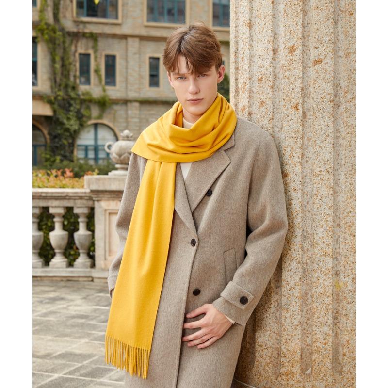 Wool Scarf Men's Autumn and Winter Cashmere Scarf Women's Winter High End Versatile New Solid Color Men's Scarf