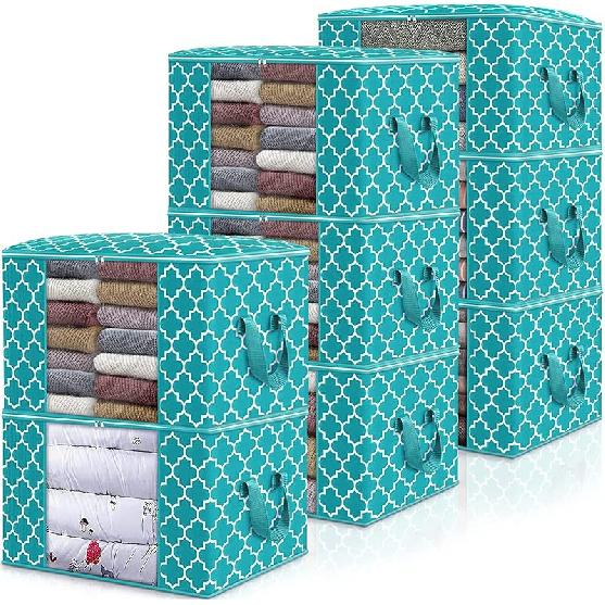 WISELIFE Storage Bags, Large Blanket Clothes Organization and Storage Containers for Bedding, Comforters, Foldable Organizer with Reinforced Handle,