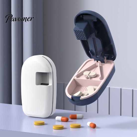 Compact Pill Divider for Purse Cutter Splitter Small And Tiny Pills, Portable Tablet Grinder, Medicine Organizer Daily Dose with Storage Compartment
