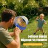 Battery-Free Outdoor Sports Toy Air Cannon for Kids, Handheld Powered Bubble Blower with Portable Maker Solution 10 Refills, Practical