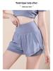 Women's High-Waist Quick-Dry Yoga Running Shorts - Slim Fit, Breathable, Fake Two-Piece, Three-Quarter Length, Loose Fit.