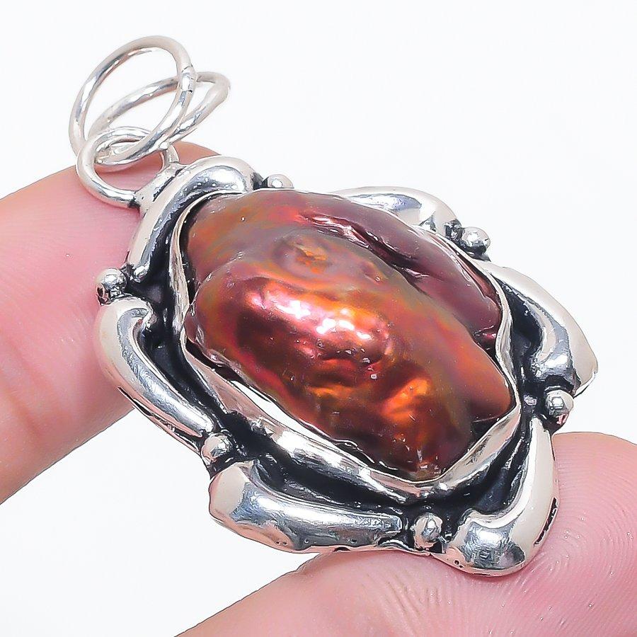 Blister Pearl Gemstone 925 Sterling Silver Jewelry Pendant 2.13"