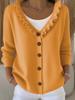 2026 European & American Autumn/Winter V-neck Knit Cardigan: Women's Solid Color Casual Fashion Sweater Coat