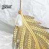 Face Slimming Earrings Fashion Feather Drop Elegant Metal Faux Pearl