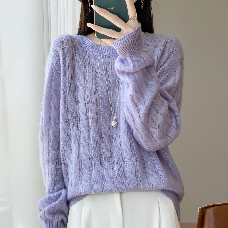 Women's cashmere sweater Qinghe cashmere 30% cashmere 70% wool autumn and winter pullover warm and fashionable