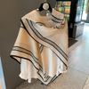 Light Luxury Chain Pattern Large Shawl, High-end Cotton and Linen Silk Scarf, Air-conditioned Shirt with Versatile Temperament Large Square Scarf