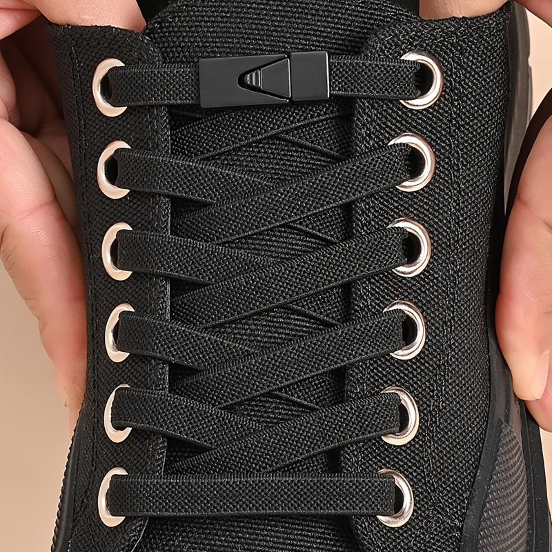 1 Pair 8mm No Tie ShoeLaces Press Lock Shoe laces Without Ties Elastic Laces Sneaker Kids Adult Widened Flat Shoelace for Shoes