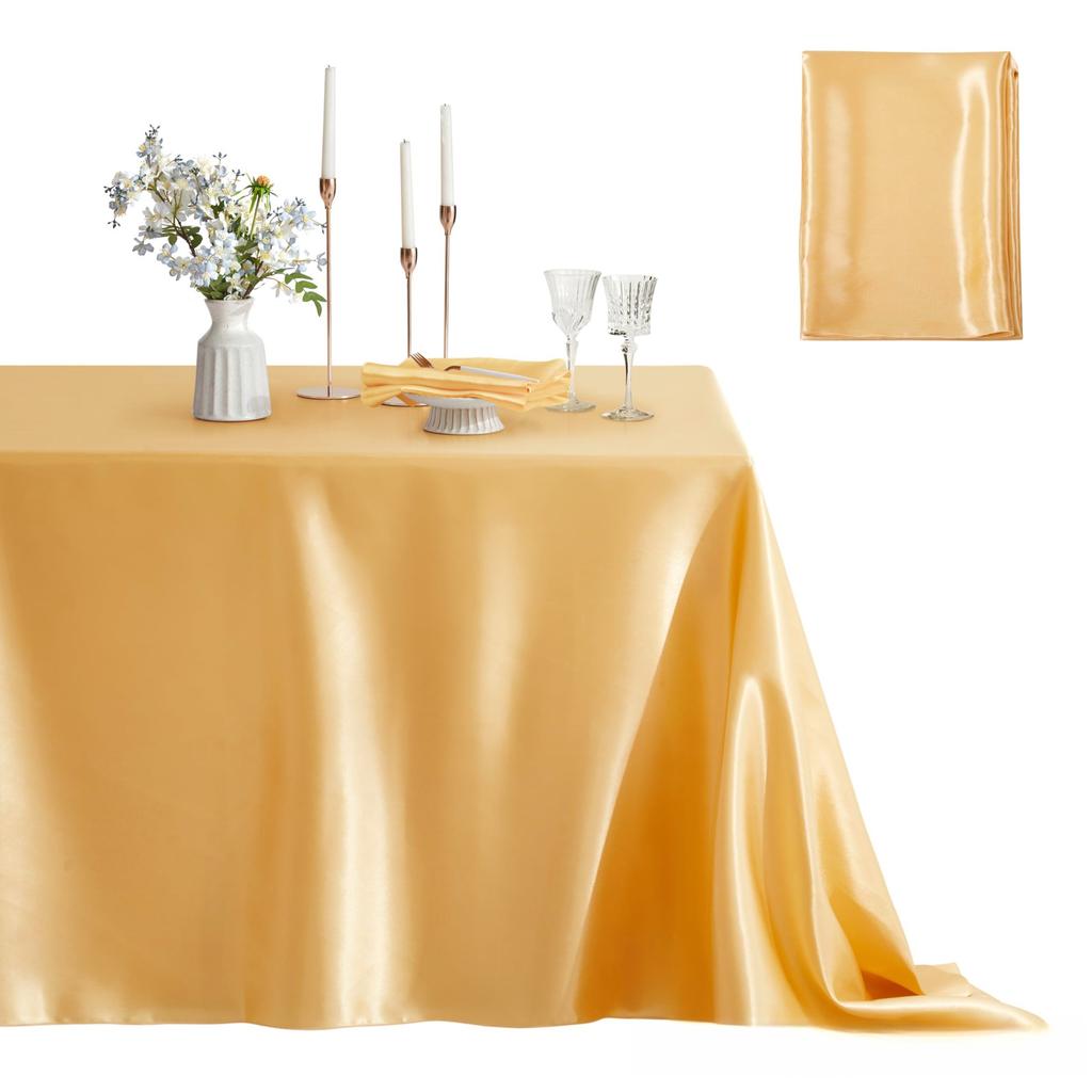 1pc Solid Rectangle Table Cloth, Washable Polyester Fabric Table Cover for Wedding, Birthday Party, Banquet Reception