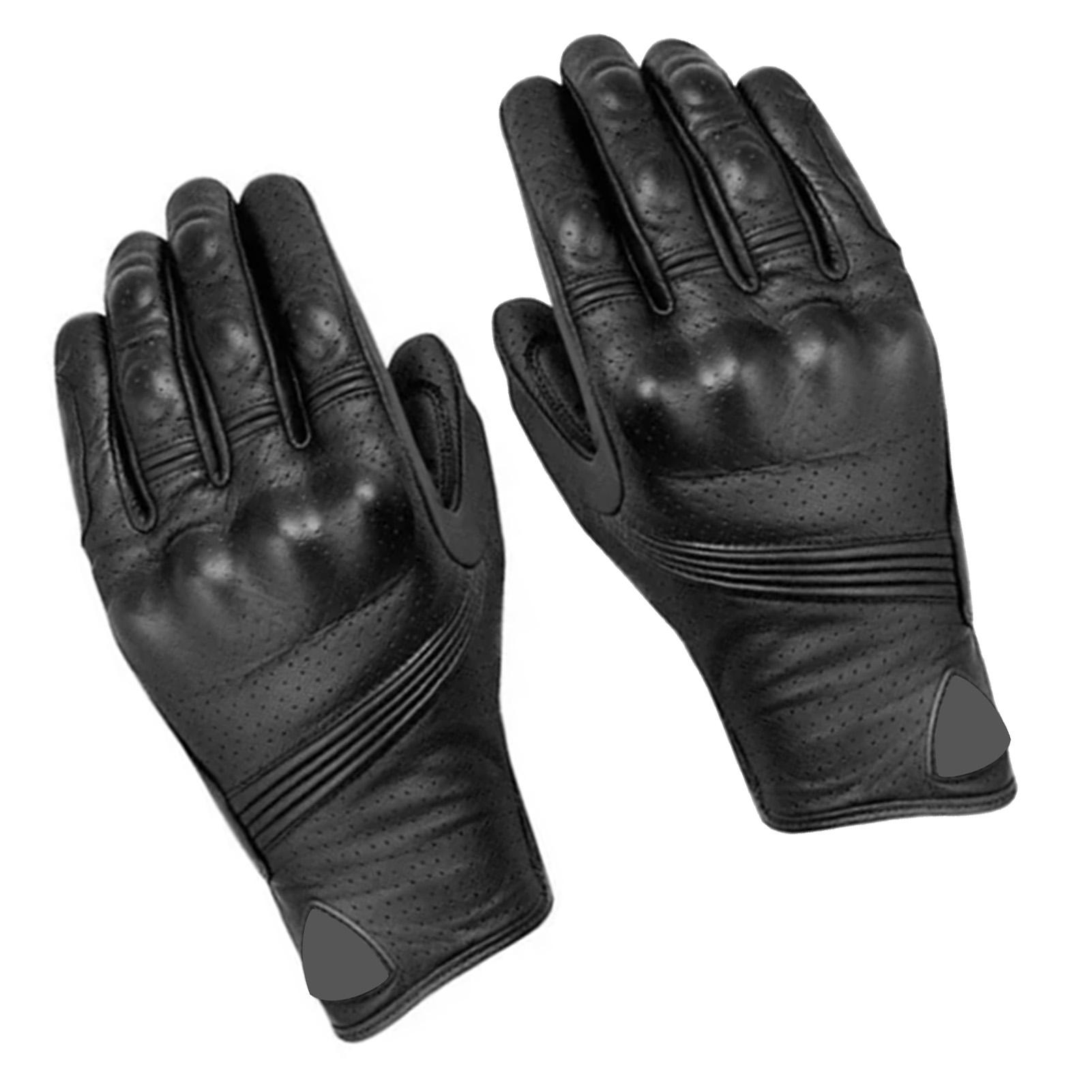 

Full Leather Gloves Anti Slip Cold Weather Riding Gloves for Motorcycle Driving Black L L