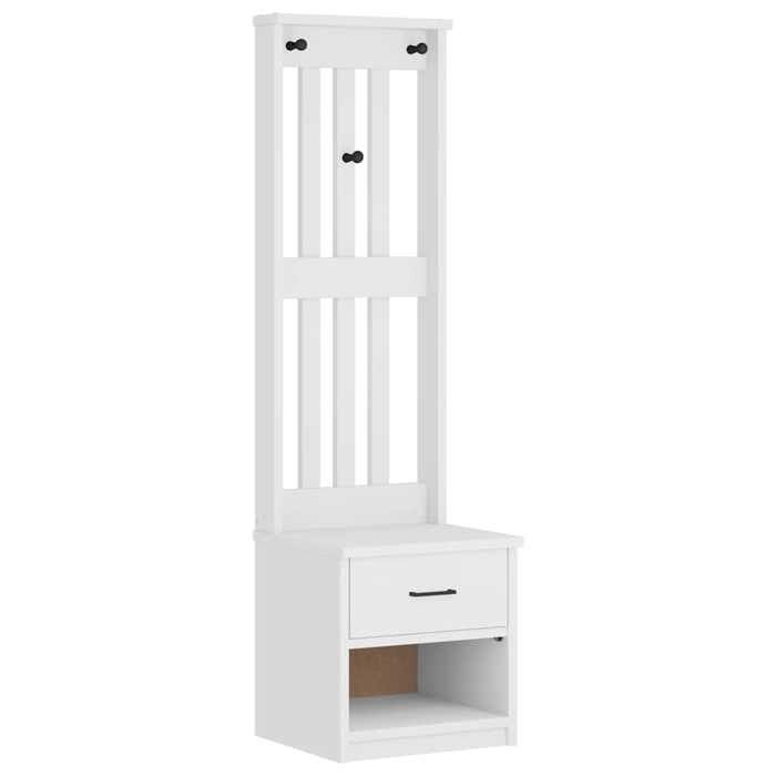 VidaXL Portemanteau SANDNES blanc 45x40x159,5 cm bois massif pin, banc de couloir, meuble de rangement de couloir 4010483
