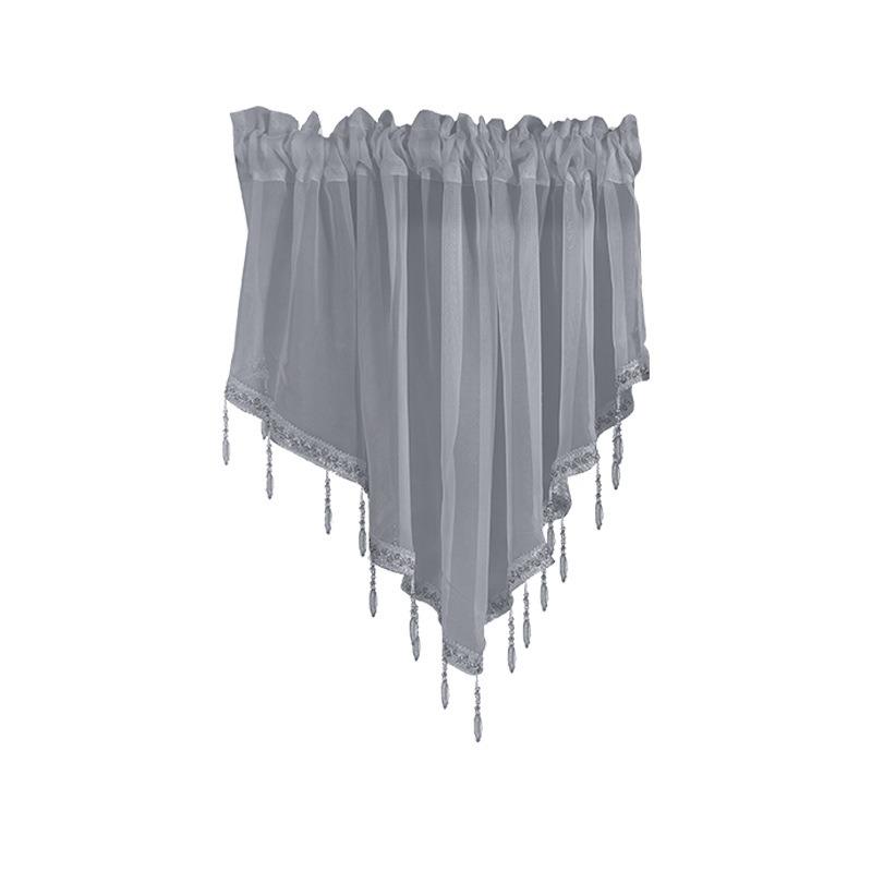 Sheer Triangle Valance Curtain Rod Pocket Kitchen Window Tulle Drapes Light Filtering Polyester Decorative Scarf for Windows