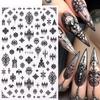 Gothic Black Sticker For Nails Elegant Wedding Laced Designs Spooky Halloween Bat Skull Adhesive Foils Sliders Nail Art Decor