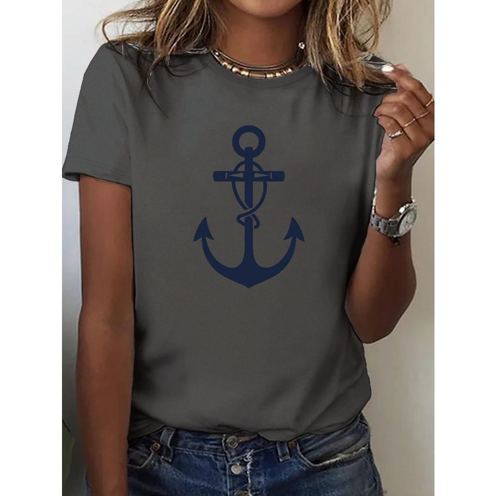 Fashion Anchor T-Shirts 3D Print Women New O-neck Casual Short Sleeves T Shirt Streetwear Y2k Harajuku Tees Tops Female Clothing